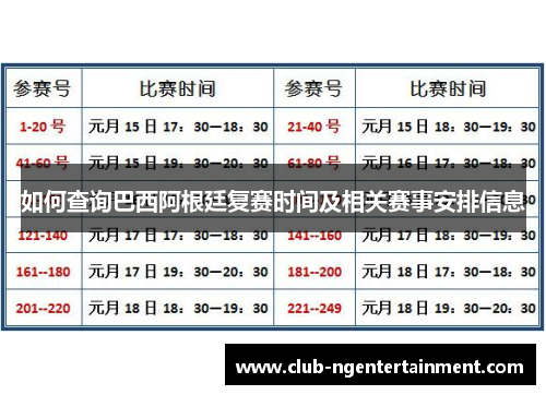 如何查询巴西阿根廷复赛时间及相关赛事安排信息